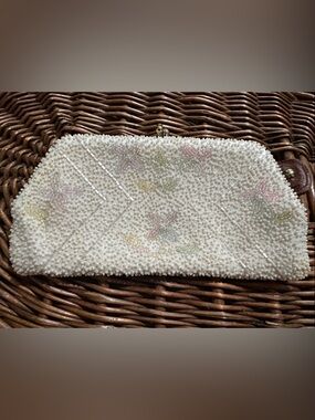 Vintage Richere 50/60’s Beaded Floral Card & Key Holder, Phone Clutch